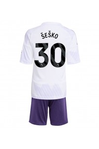 Manchester United Benjamin Sesko #30 Jalkapallovaatteet Lasten Vieraspeliasu 2025-26 Lyhythihainen (+ Lyhyet housut)